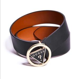 GUESS Round Triangle Logo Buckle Belt